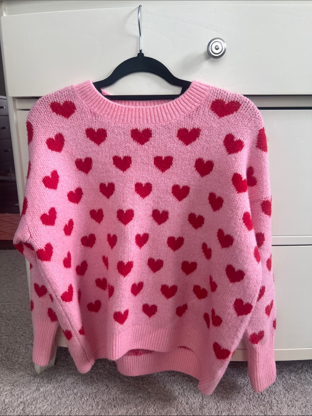 CeCe pink and red heart sweater XS